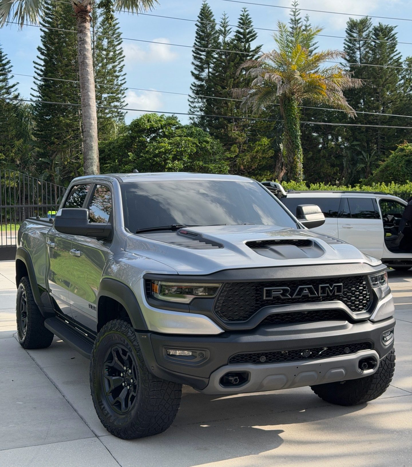 Freshly detailed Silver Ram 1500 TRX in Tampa with ceramic coating